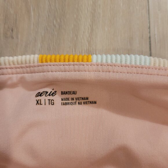 AERIE | Ribbed Longline Bandeau Bikini Swim Top Striped | Sz. XL - Picture 6 of 8